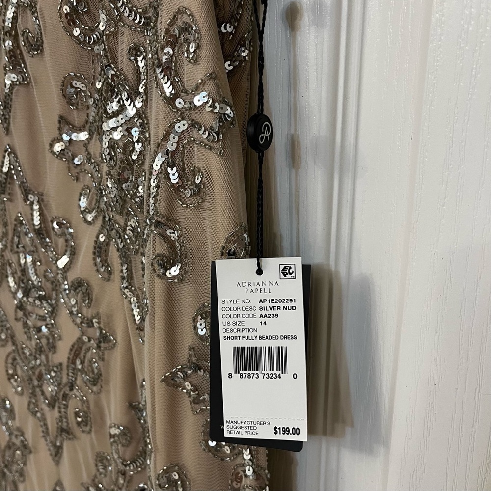 Adrianna Papell Tan and Silver Embellished Dress - Picture 10 of 12